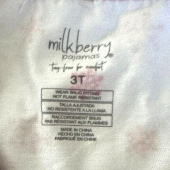 Milkberry Toddler‎ 3T Girl Bamboo Pajama Bundle 2 Sets + Socks Pink Snowman Dots - Picture 10 of 11